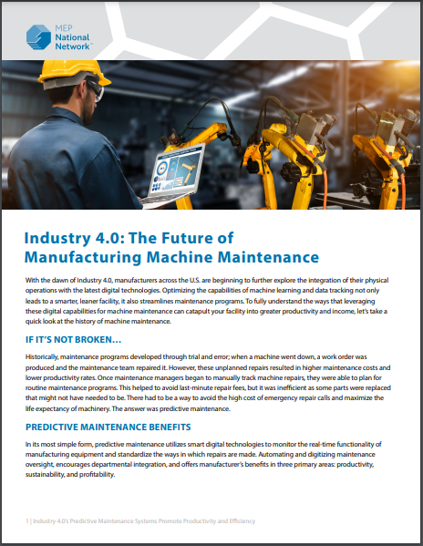 ps 2021 pca mep national network industry 4.0 the future of manufacturing machine maintenance